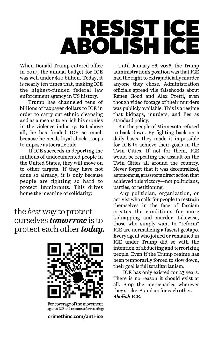 Photo of ‘Resist ICE - Abolish ICE’ front cover